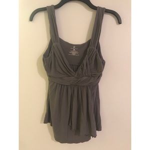 Gray Ruffle V-Neck Tunic Tank